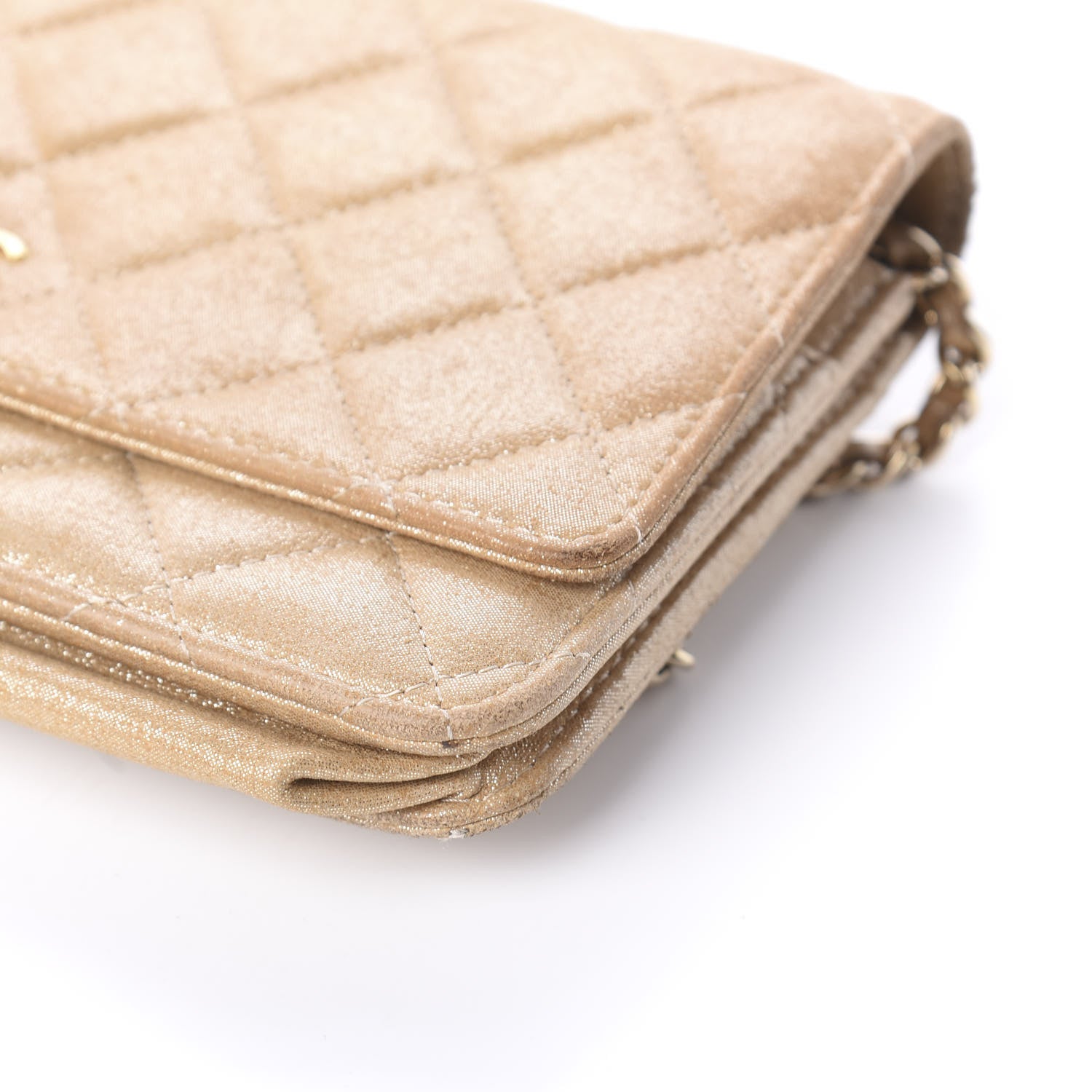 Chanel Iridescent Calfskin Quilted Wallet On Chain WOC Gold 12 of 12