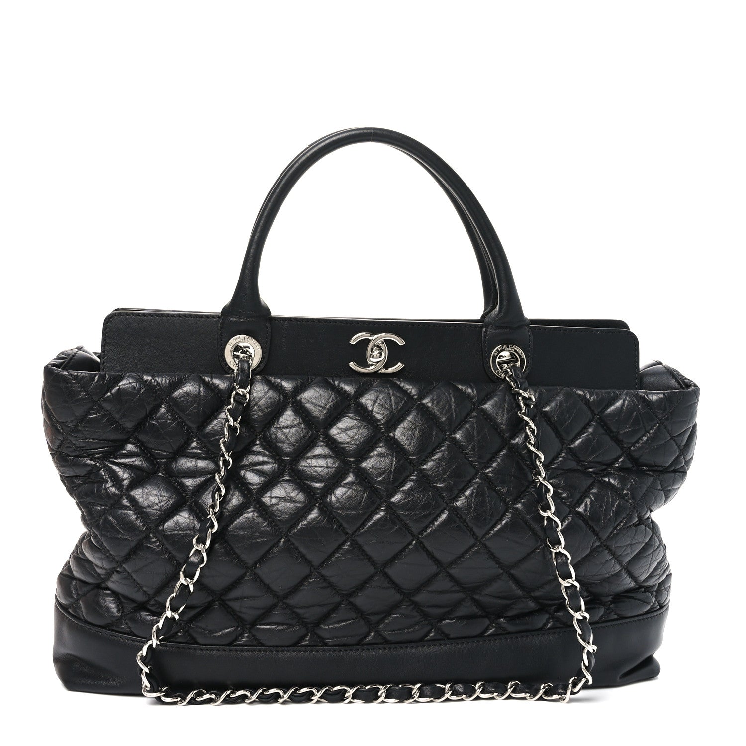 Chanel Aged Calfskin Quilted Be CC Tote Black 1 of 12