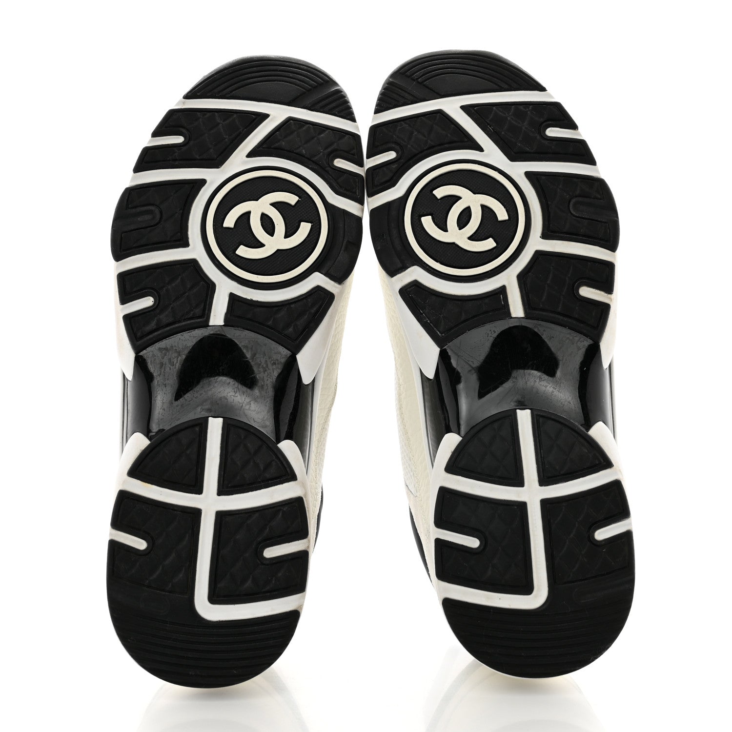 Chanel Mesh Suede Calfskin Grained Calfskin Womens CC Sneakers 41 White Black 5 of 7