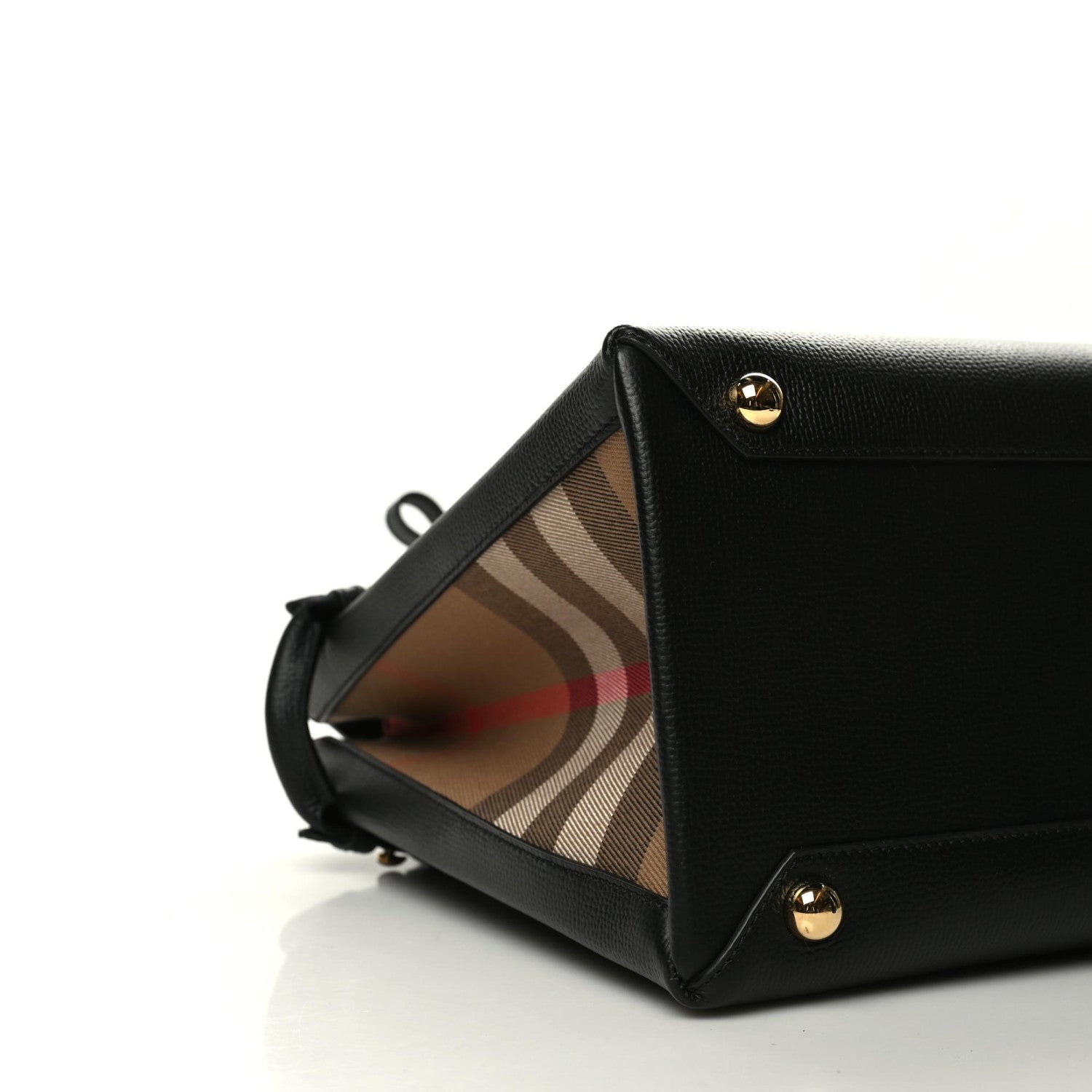 Burberry Grainy Calfskin House Check Medium Banner Tote Black 4 of 9