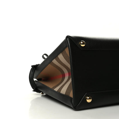 Burberry Grainy Calfskin House Check Medium Banner Tote Black 4 of 9