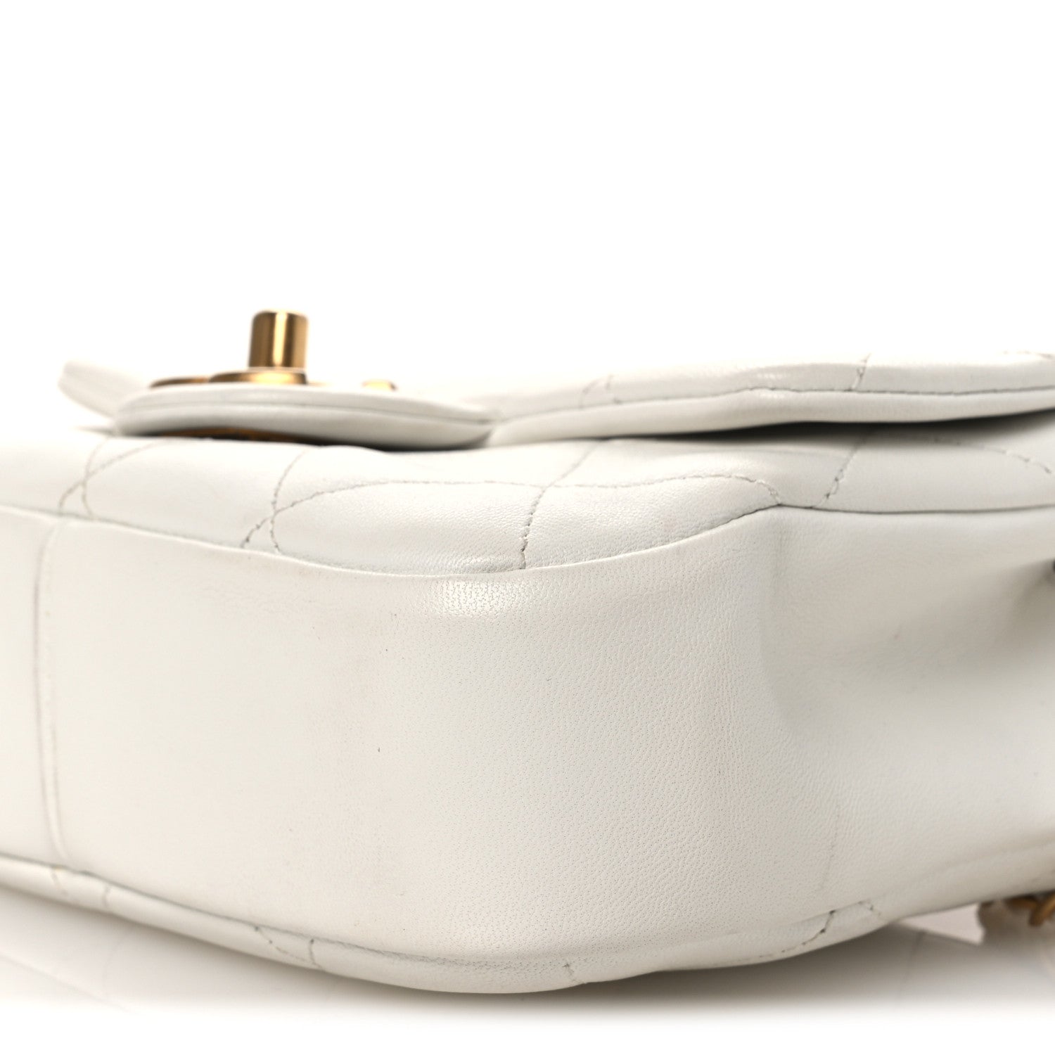 Chanel Lambskin Quilted Small Circular Handle Bag White 10 of 14