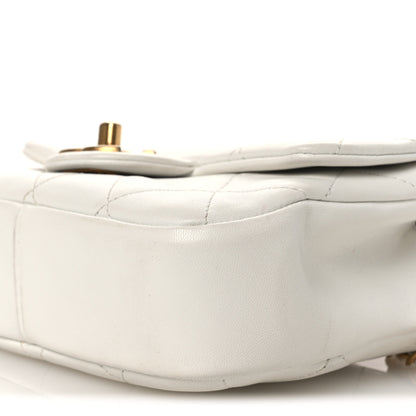 Chanel Lambskin Quilted Small Circular Handle Bag White 10 of 14
