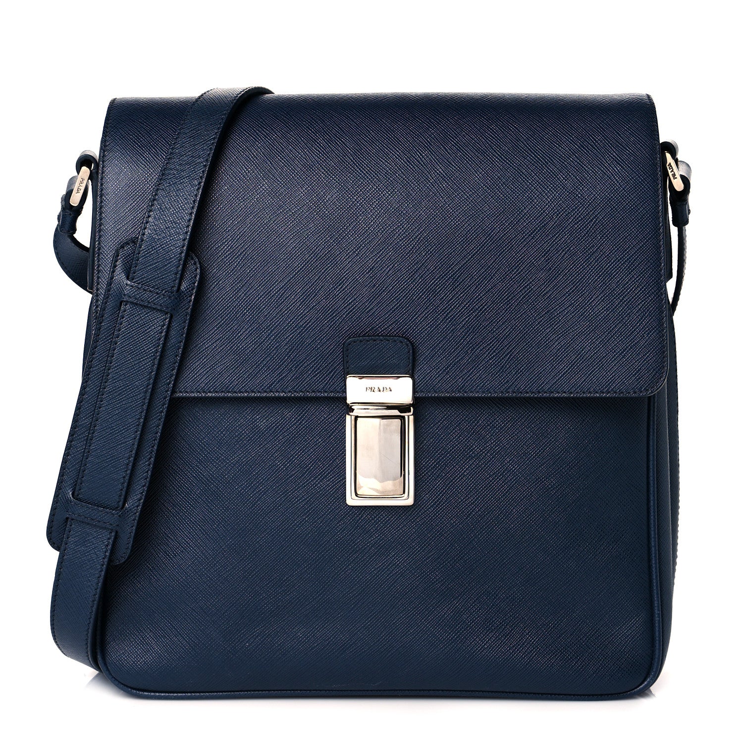 Prada Saffiano Messenger Satchel Bluette 1 of 11