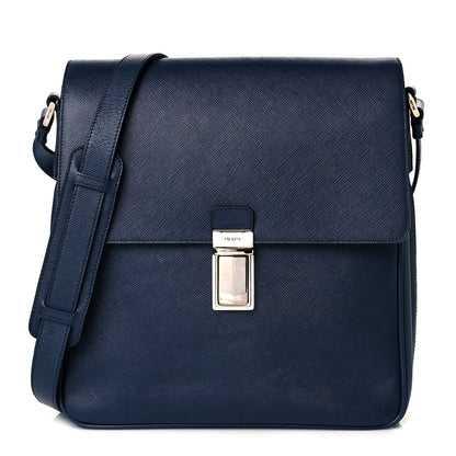 Prada Saffiano Messenger Satchel Bluette 1 of 11