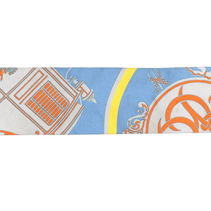 Hermes Silk Ex-Libris Sticker Twilly Bleu Moyen Jaune Vif 6 of 7