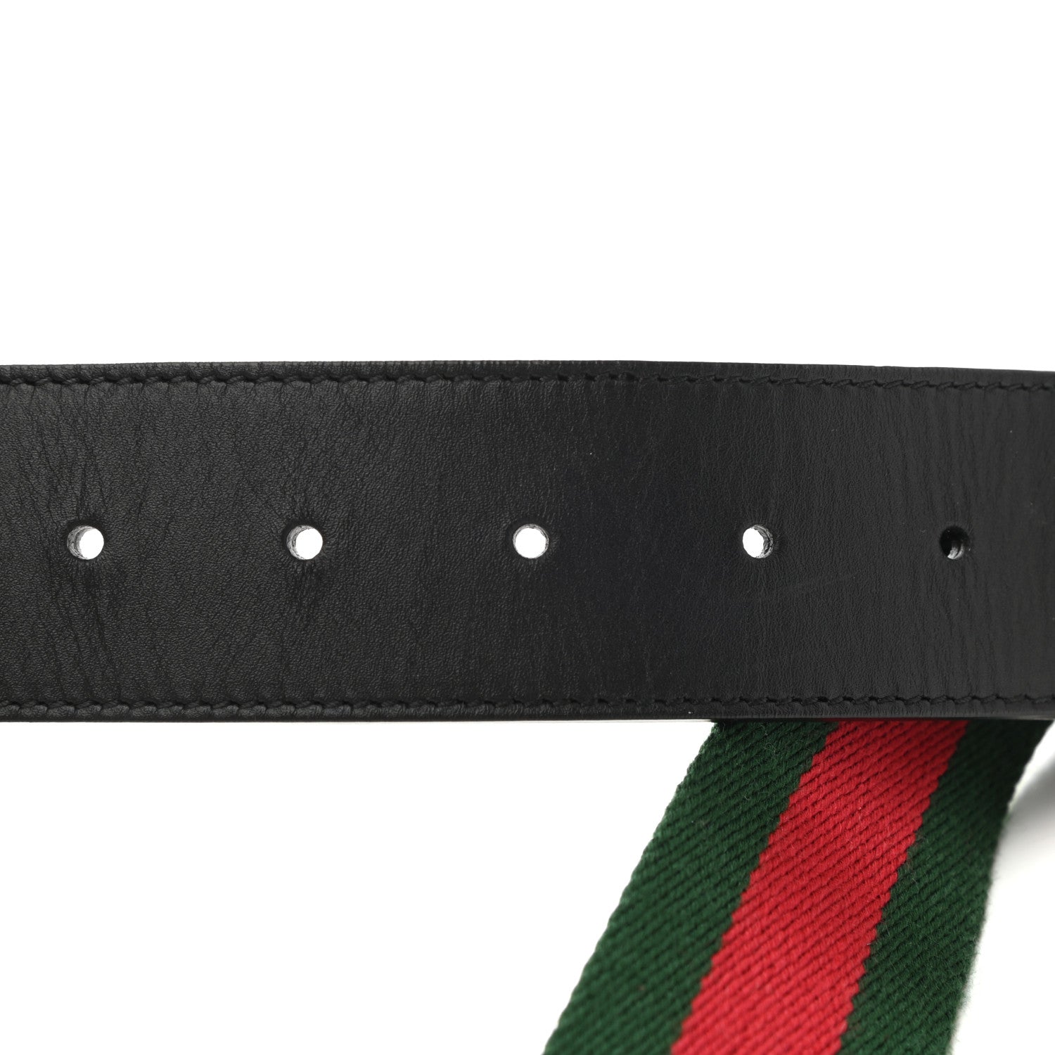 Gucci Nylon Calfskin Double G Web 40mm Belt 85 34 Green Red Black 5 of 7