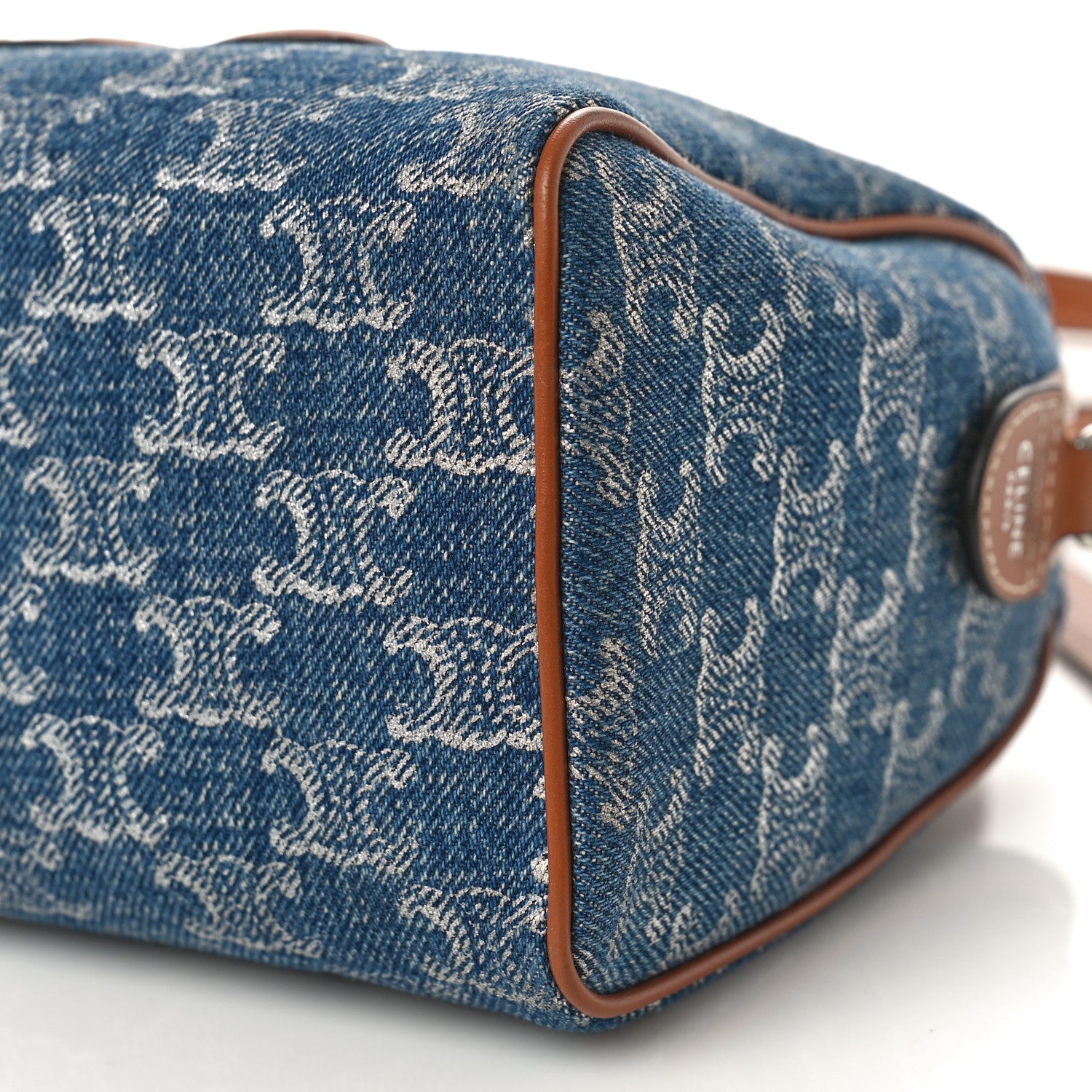 Celine Denim Triomphe All Over Calfskin Small Boston Bag 1410966
