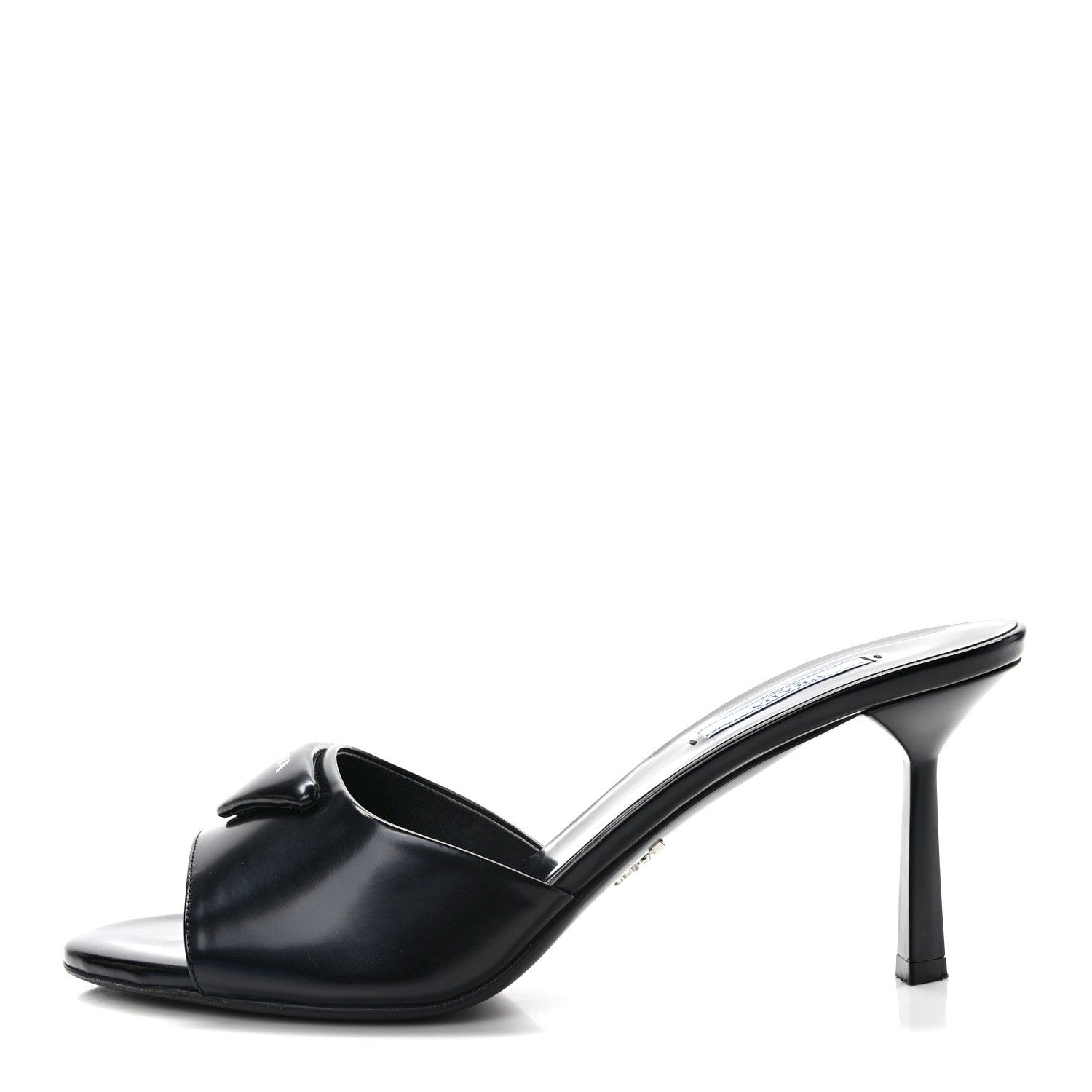 Prada Spazzolato Logo 75mm Slide Sandals 40 Black 1 of 10