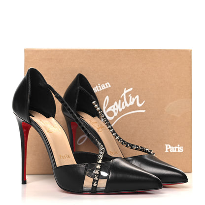 Christian Louboutin Kid PVC Spike Cross 100 Pumps 38.5 Black Silver 9 of 9