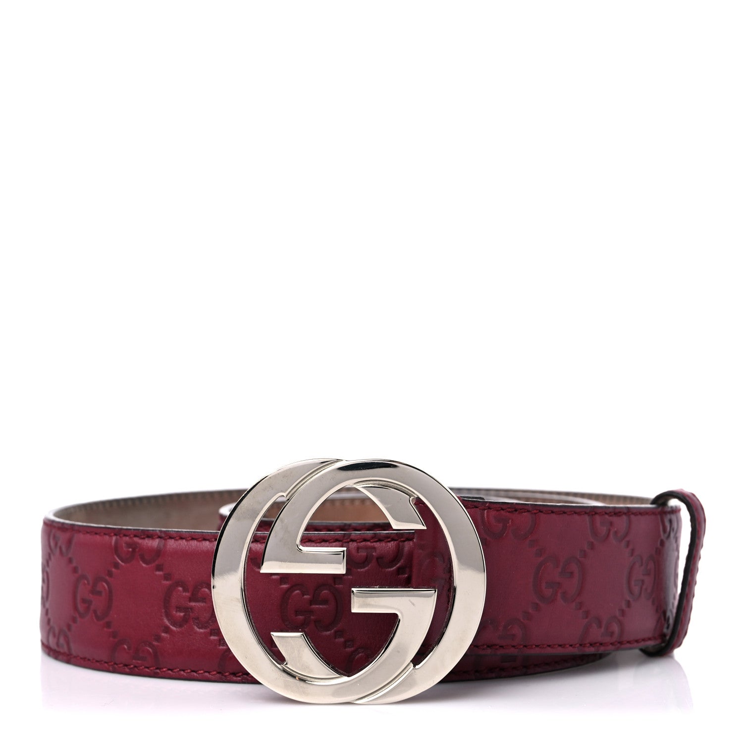 Gucci Guccissima Interlocking G Belt 100 40 Dark Red 1 of 7