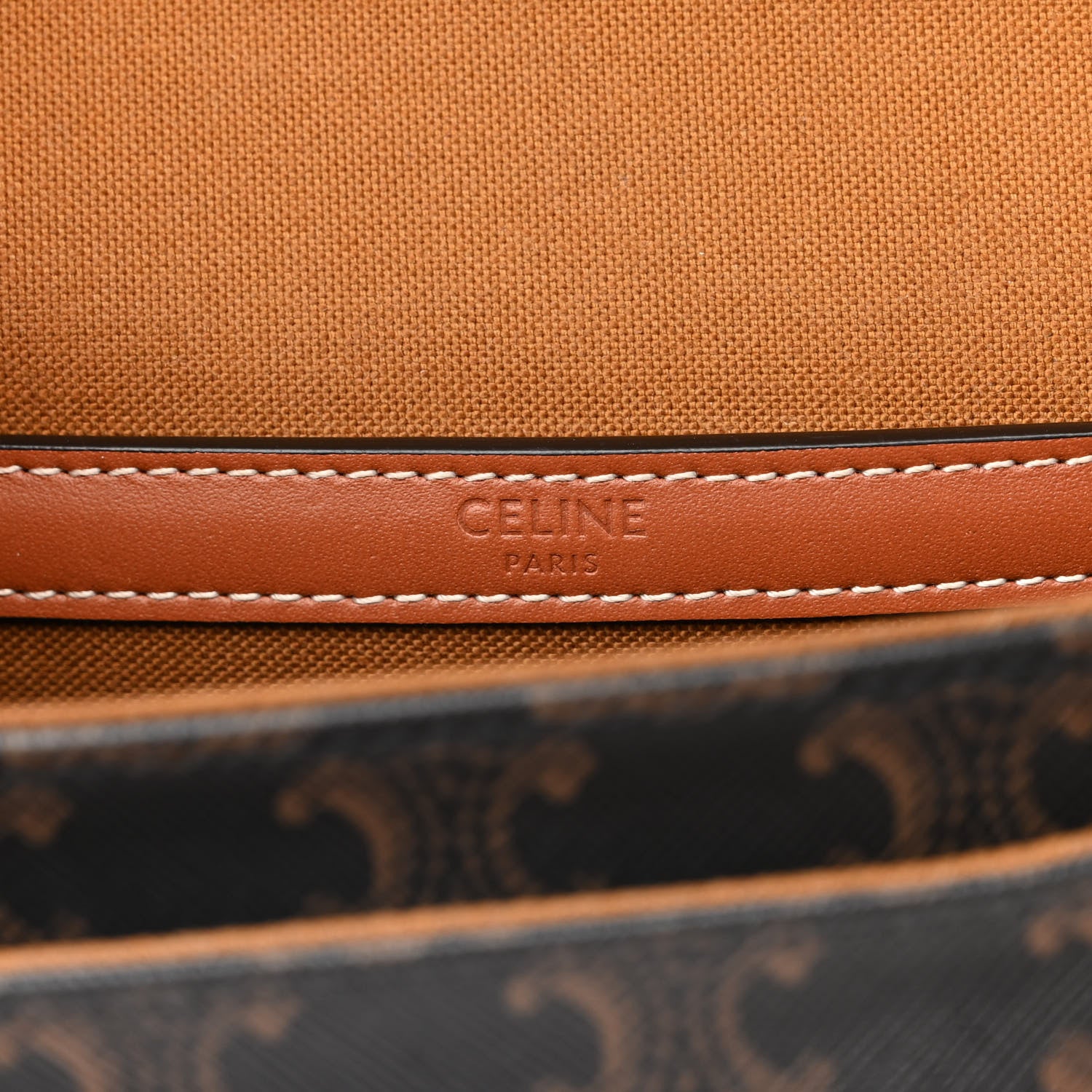 Celine Triomphe Canvas Medium Folco Bag Tan 6 of 10