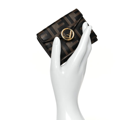 Fendi Vitello Soft F is Fendi Bi-Color FF 1974 Embossed Micro Tri-Fold Envelope Wallet Maya Black 2 of 7