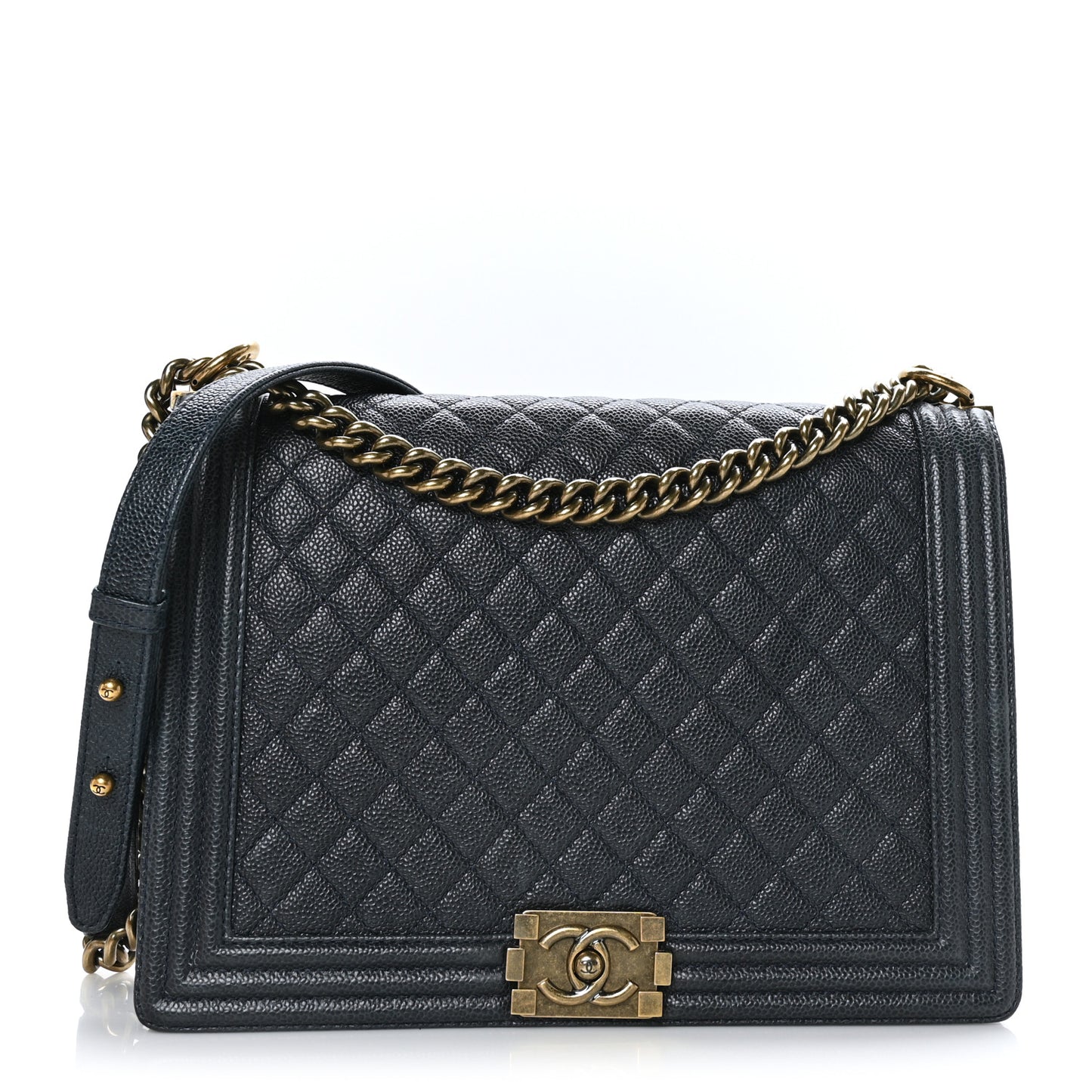 Caviar Quilted Large Boy Flap Blue