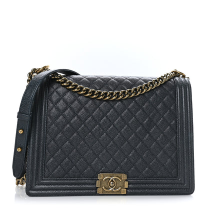 Chanel Caviar Quilted Large Boy Flap Blue 1 of 9
