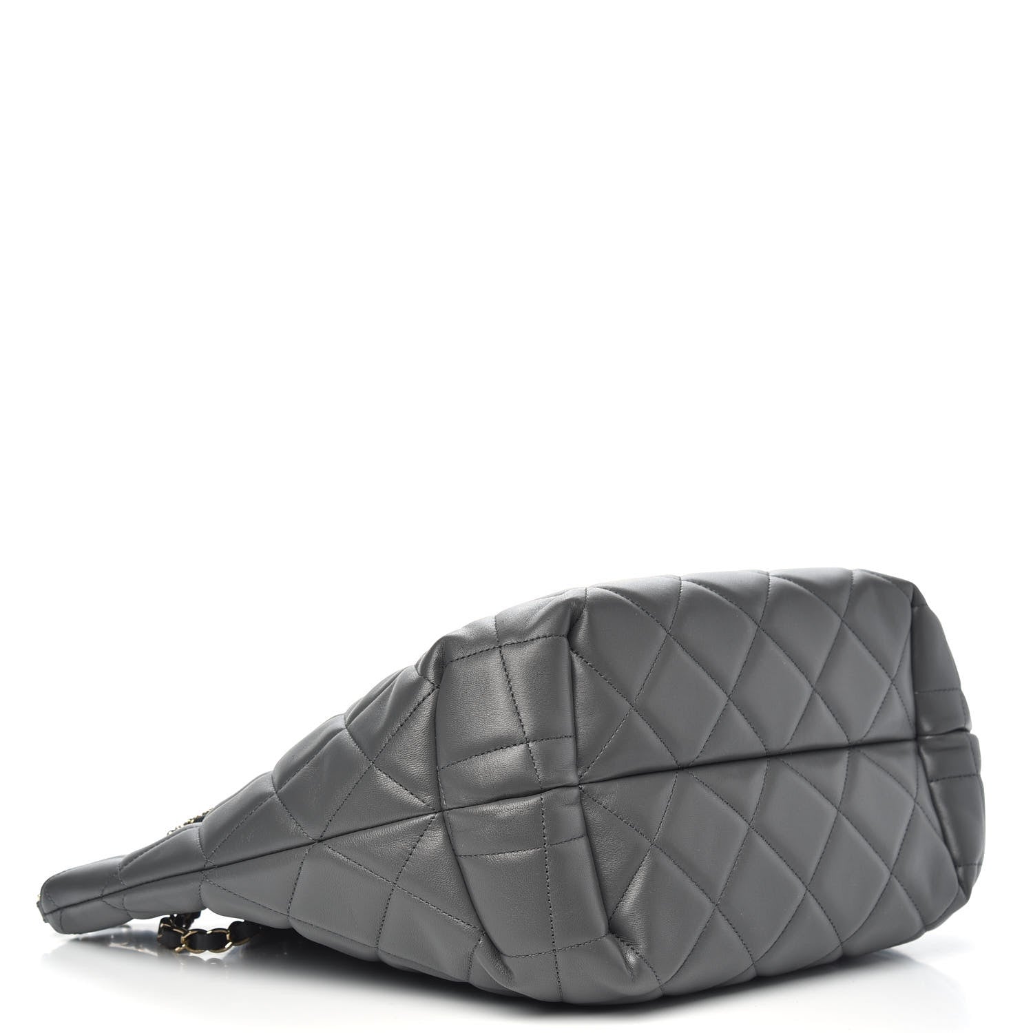 Chanel Lambskin Quilted CC Dweller Drawstring Tote Grey 4 of 9