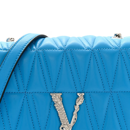 Versace Nappa Quilted Virtus Bag Blue 7 of 11