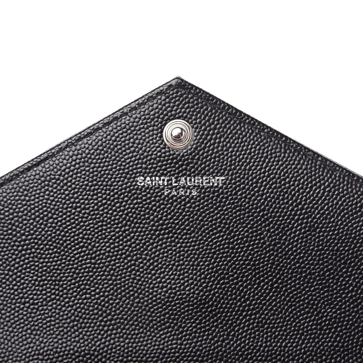 Grain De Poudre Matelasse Chevron Monogram Envelope Chain Wallet Black
