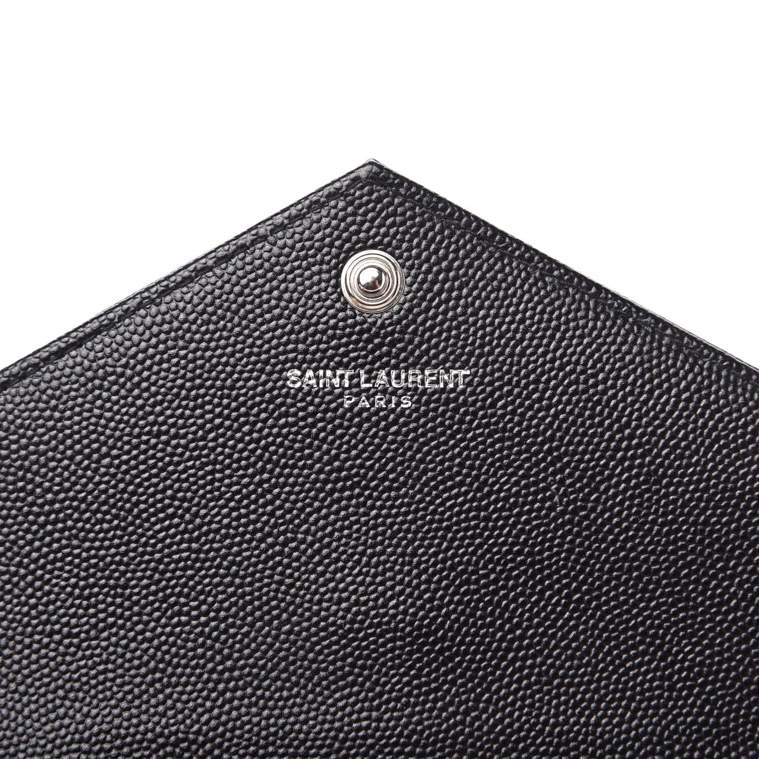 Saint Laurent Grain De Poudre Matelasse Chevron Monogram Envelope Chain Wallet Black 8 of 11