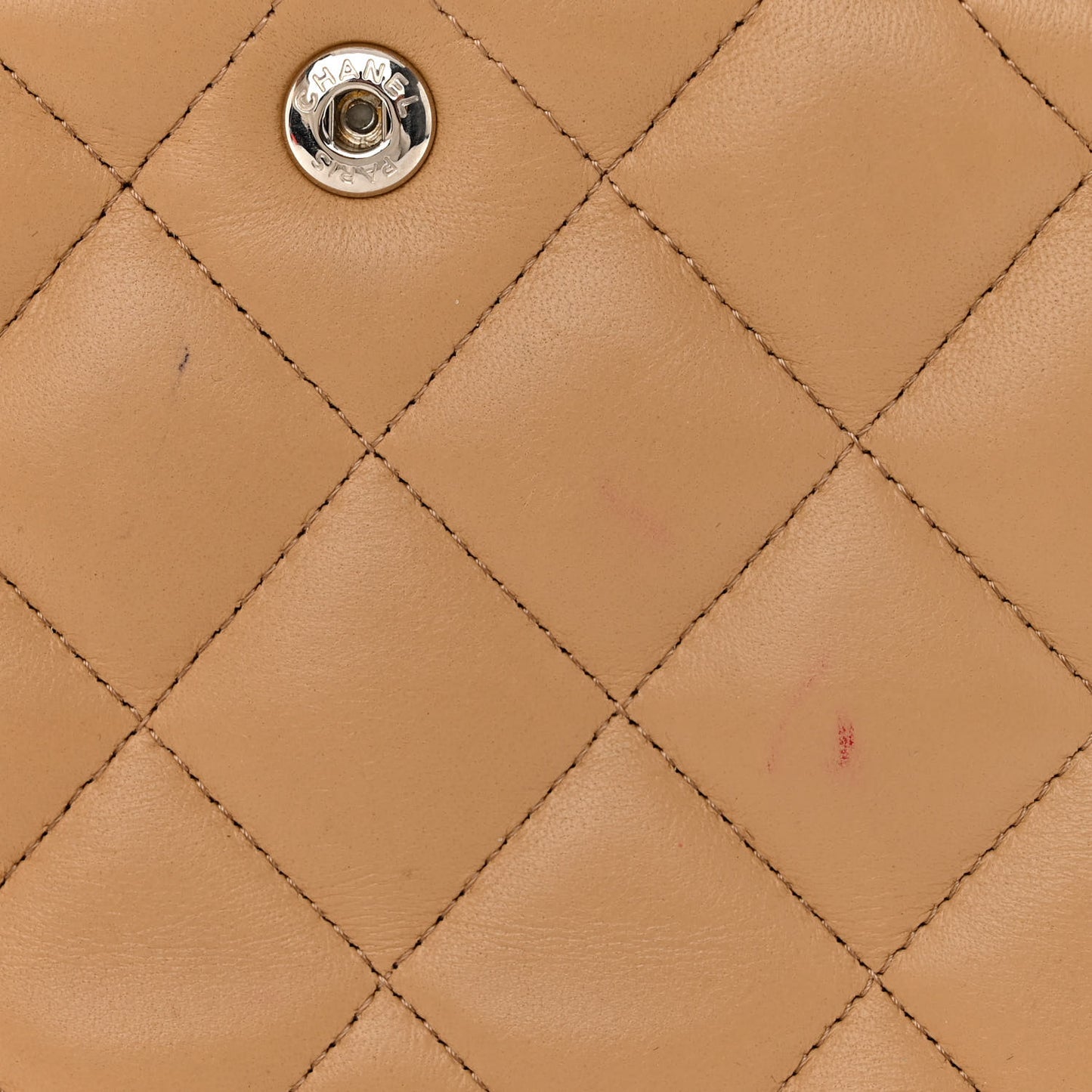 Lambskin Quilted Maxi Double Flap Beige