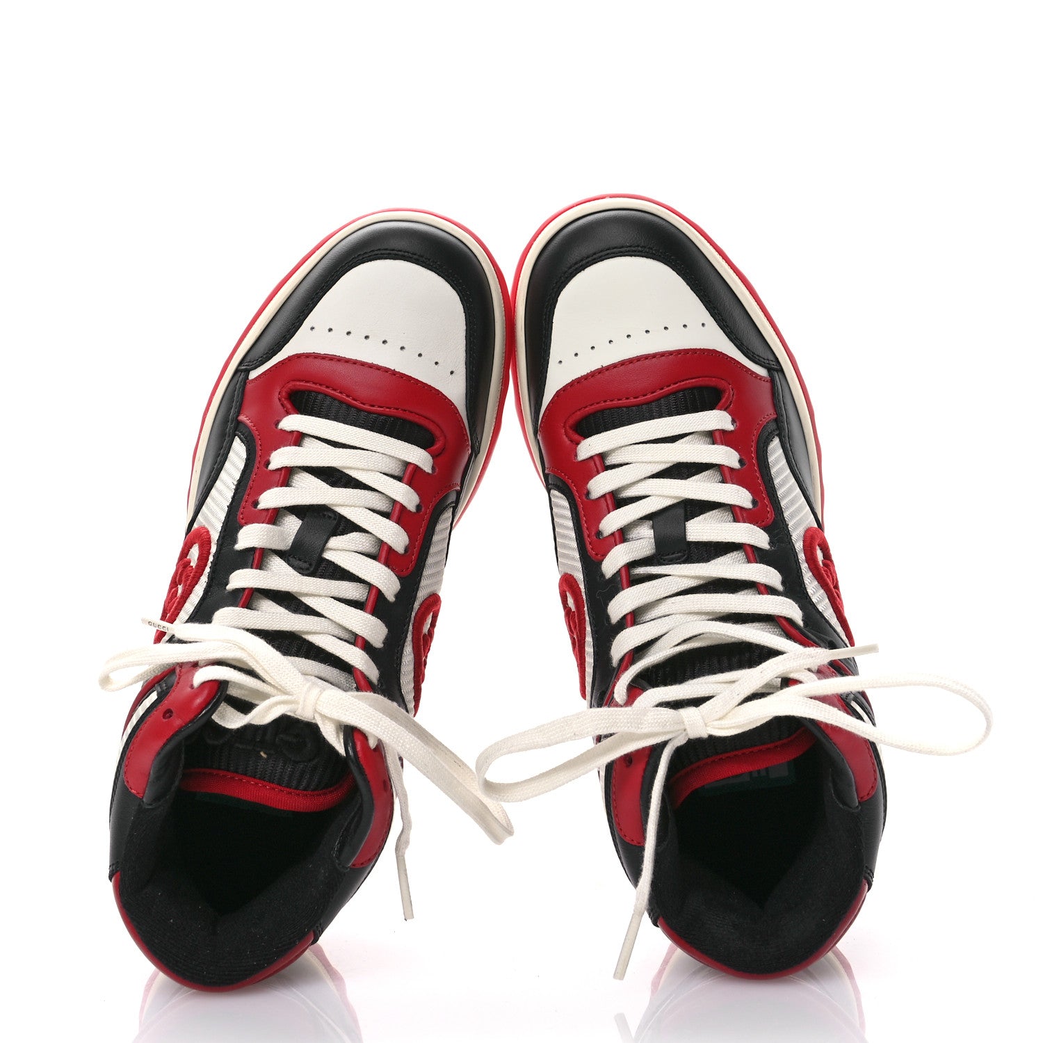 Gucci Dali Calfskin Mesh Women's Mac80 Hightop Sneakers 35.5 Red White Black 2 of 8