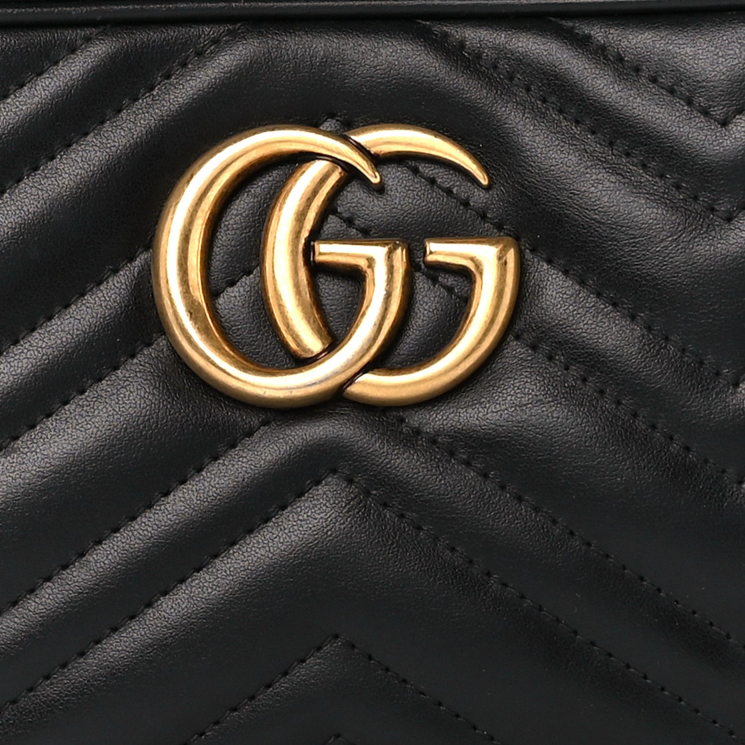 Gucci Calfskin Matelasse Small GG Marmont Chain Shoulder Bag Black 9 of 12