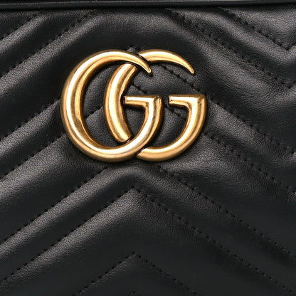 Gucci Calfskin Matelasse Small GG Marmont Chain Shoulder Bag Black 9 of 12