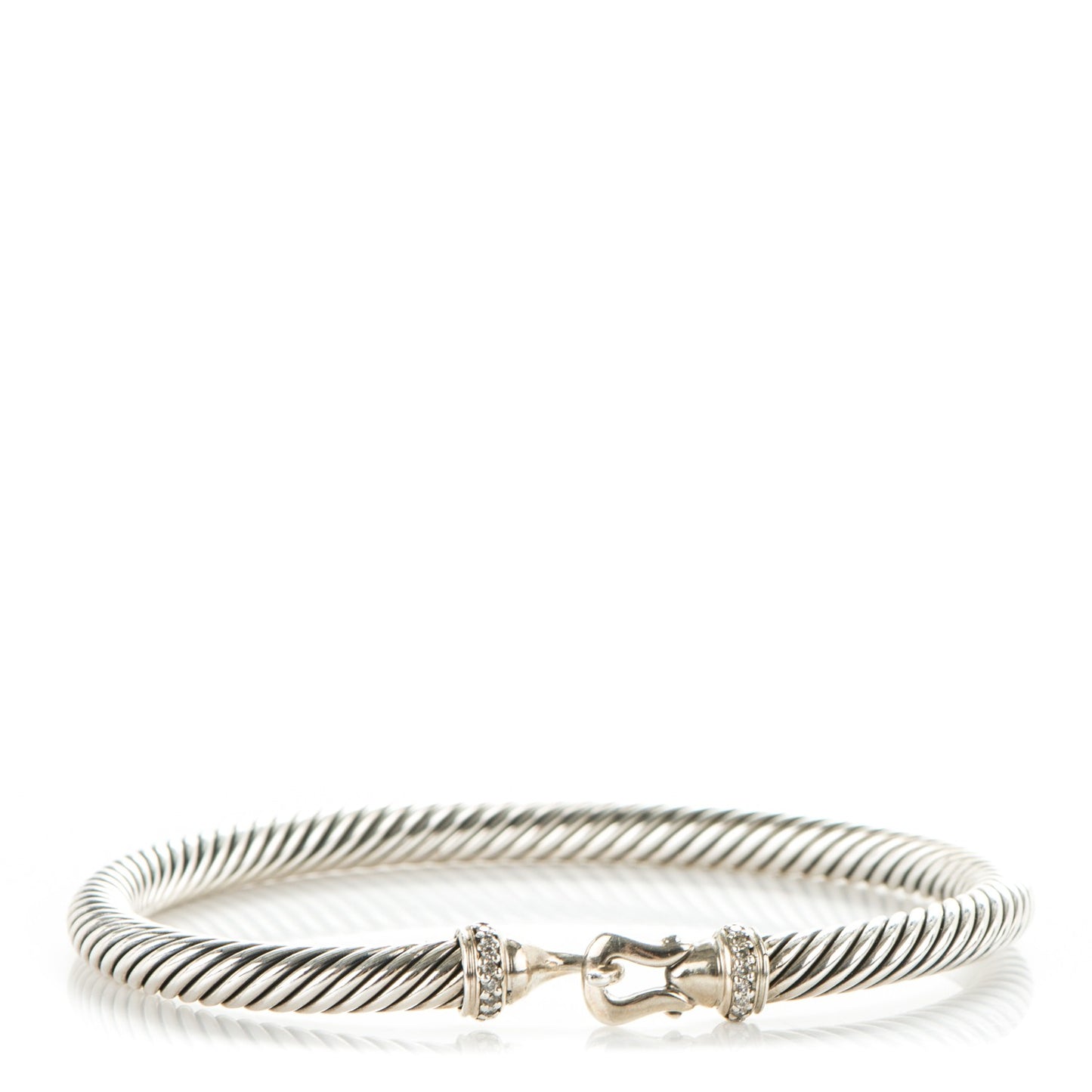 Sterling Silver Diamond 5mm Cable Buckle Bracelet
