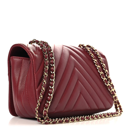 Chanel Calfskin Chevron Quilted Mini Statement Flap Burgundy 3 of 10