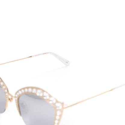 Gucci Metal Crystal Cat Eye Sunglasses GG00114S Gold 5 of 8