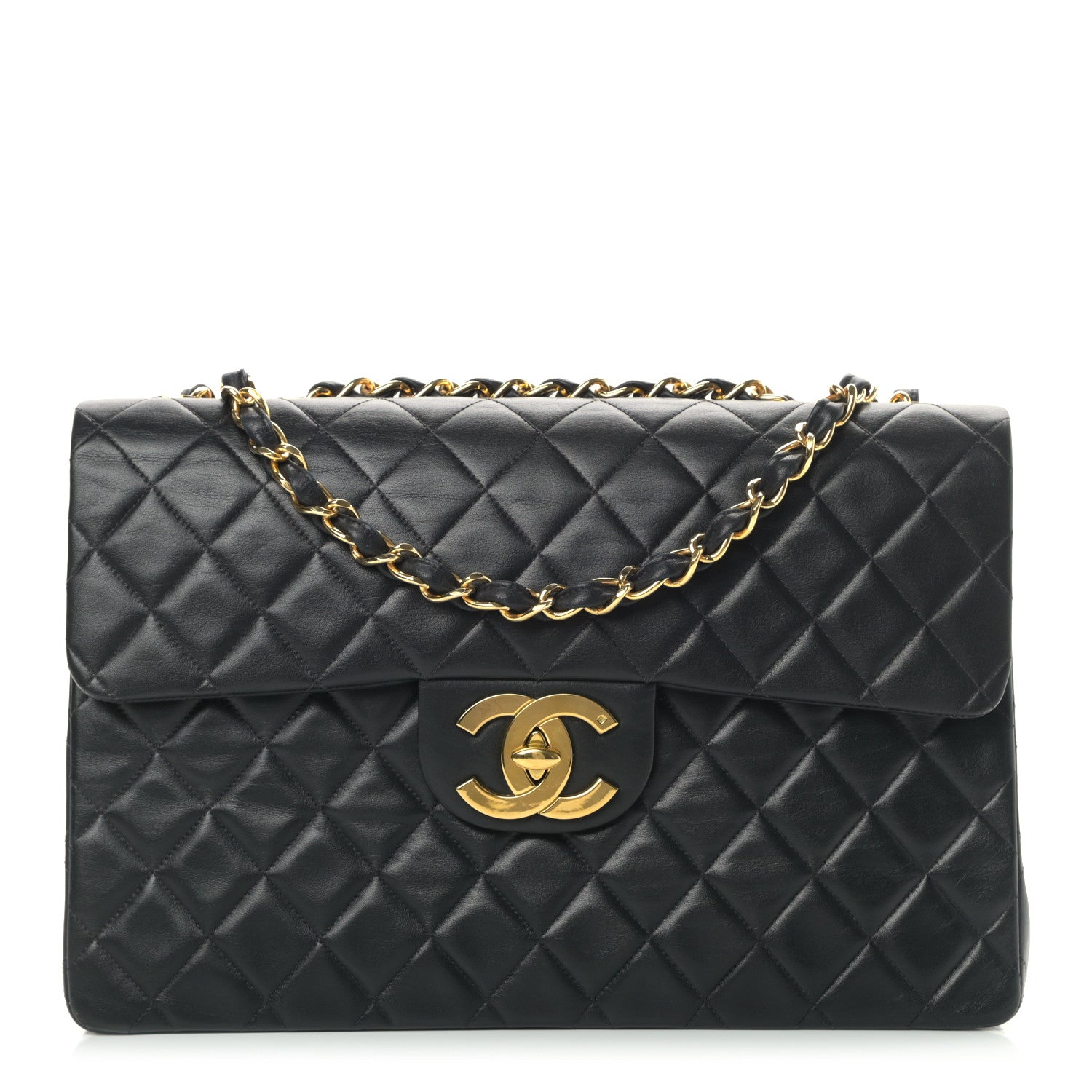 Chanel Lambskin Quilted XL Jumbo Single Flap Black 1 of 12