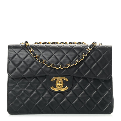 Chanel Lambskin Quilted XL Jumbo Single Flap Black 1 of 12
