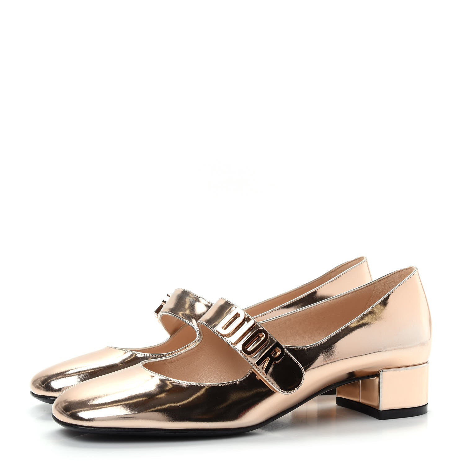 Christian Dior Mirror Finish Calfskin Baby-D Ballet Pumps 37.5 Stardust Gold 3 of 10