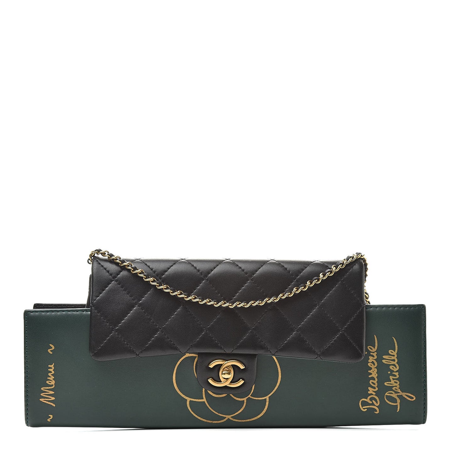 Calfskin Quilted Brasserie Gabrielle Menu CC Clutch Green