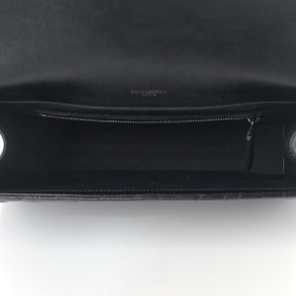 Saint Laurent Grain De Poudre Textured Mixed Matelasse Large Triquilt Monogram Monochrome Satchel Black 9 of 15