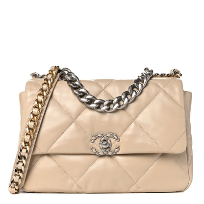 Chanel Lambskin Quilted Large Chanel 19 Flap Beige 1 of 9