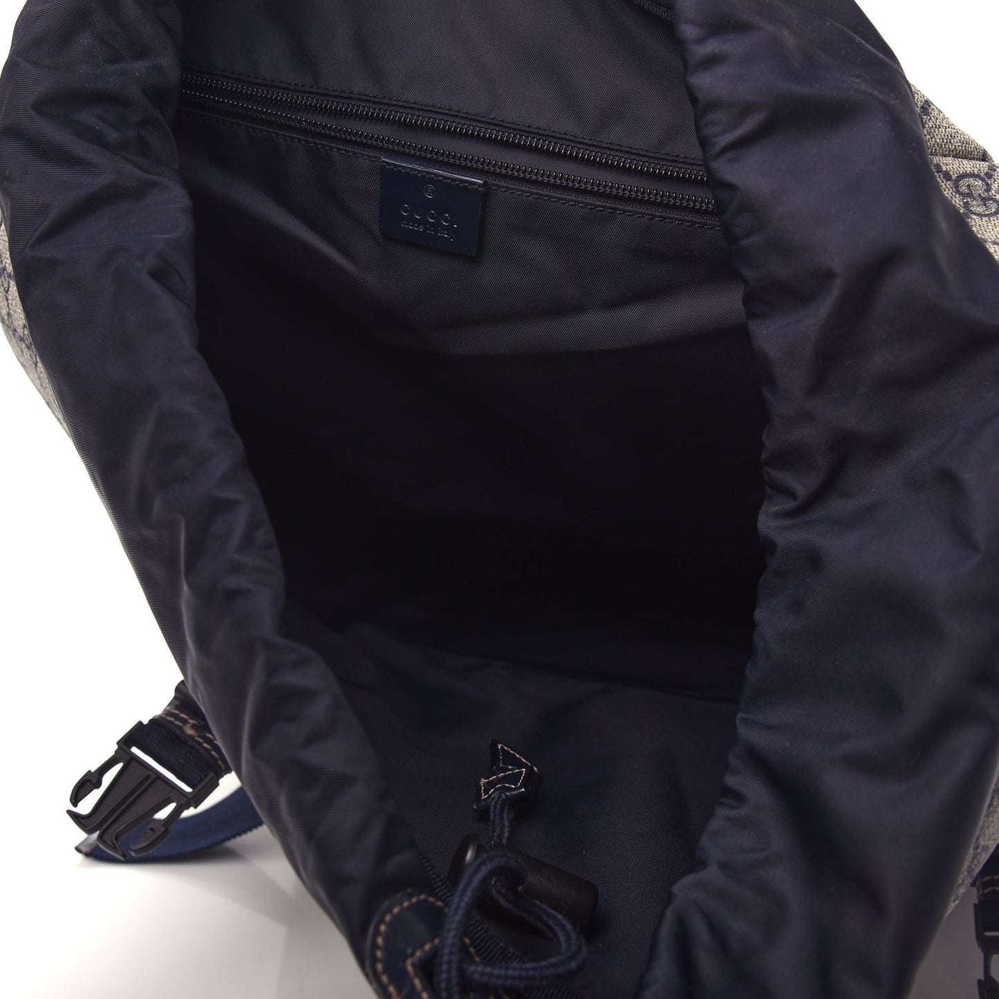 GG Supreme Monogram Large Interlocking G Double Buckle Backpack Navy