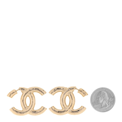 Chanel Metal Large CC Earrings Light Gold 2 of 5