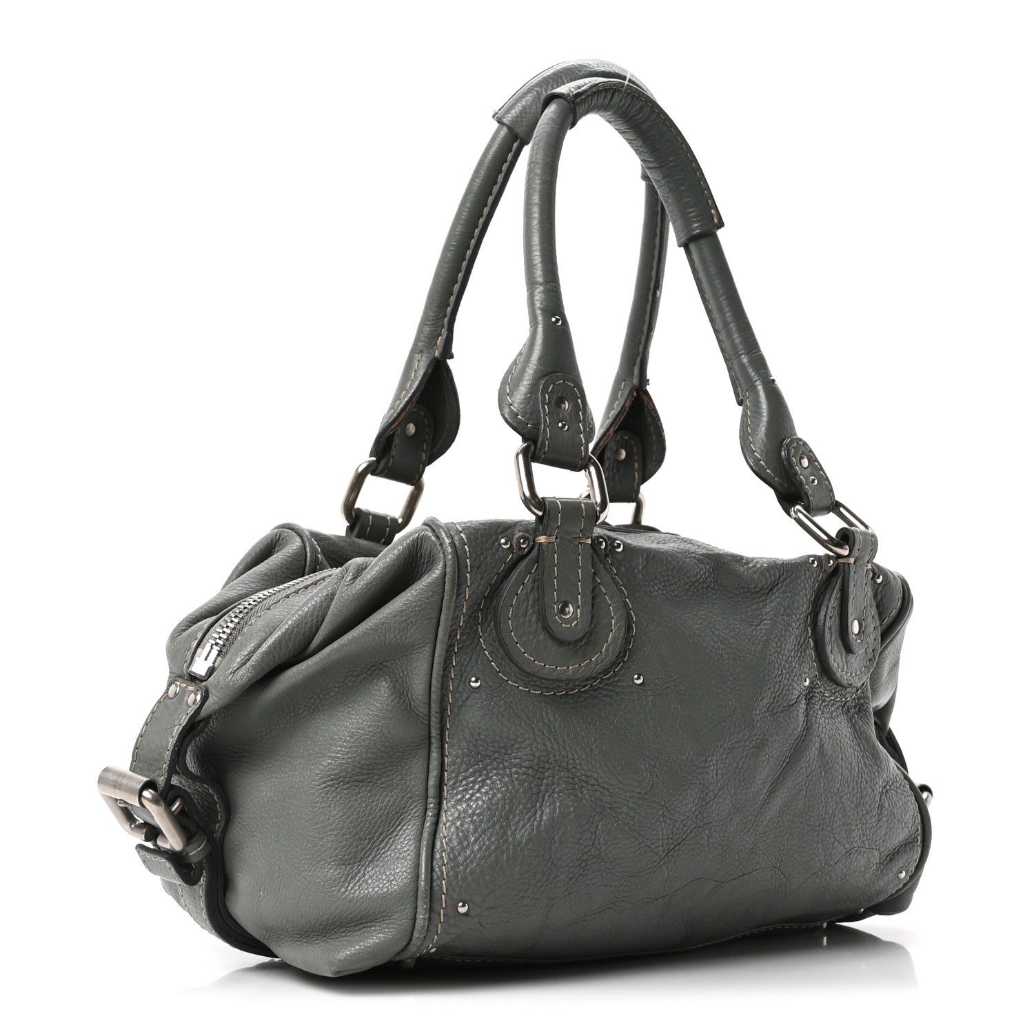 Chloe Calfskin Paddington Front Pocket Tote Gris Vert 3 of 10