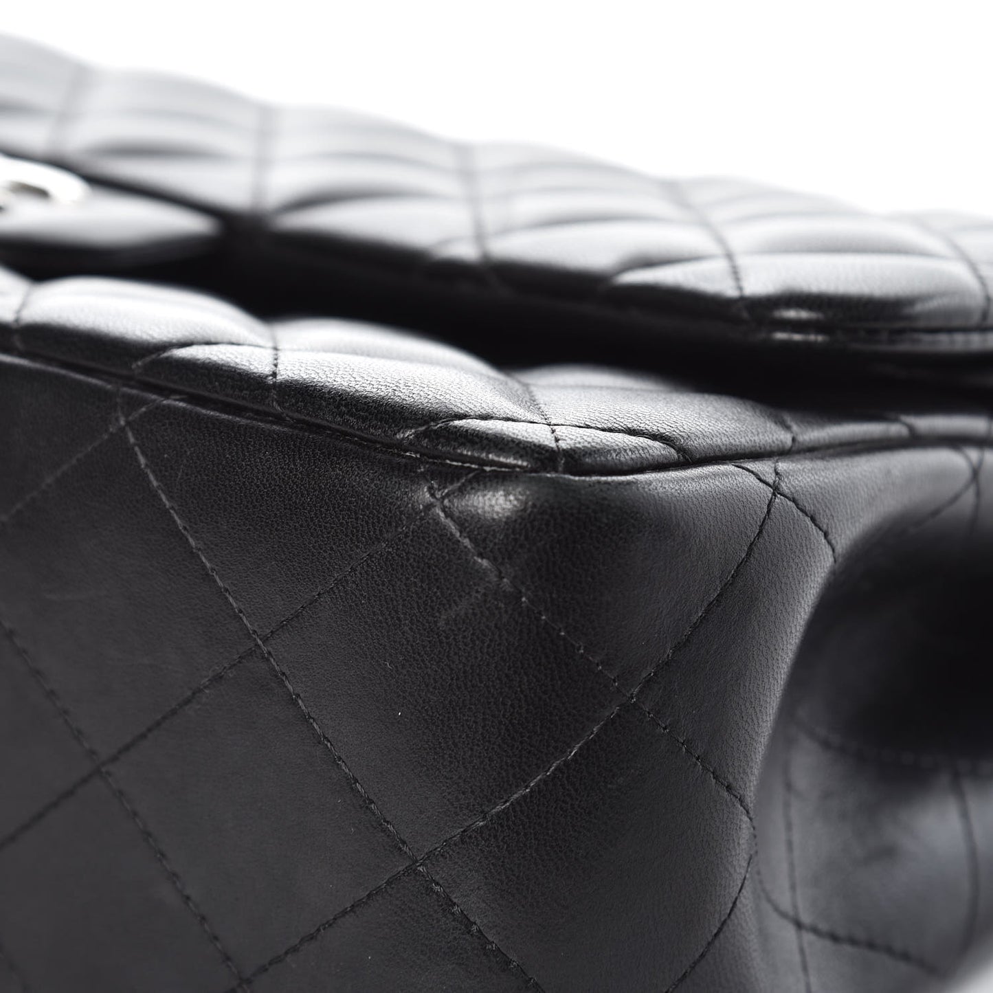 Lambskin Quilted Jumbo Double Flap Black