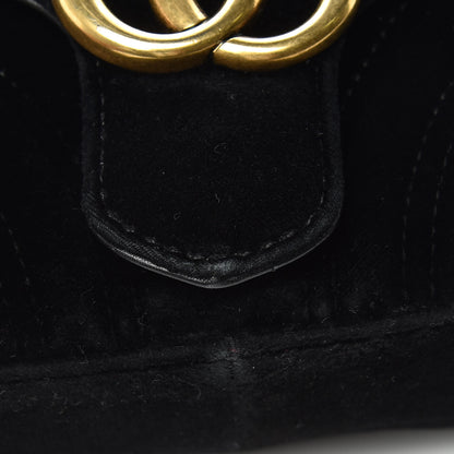 Gucci Velvet Matelasse Mini GG Marmont Shoulder Bag Black 11 of 15