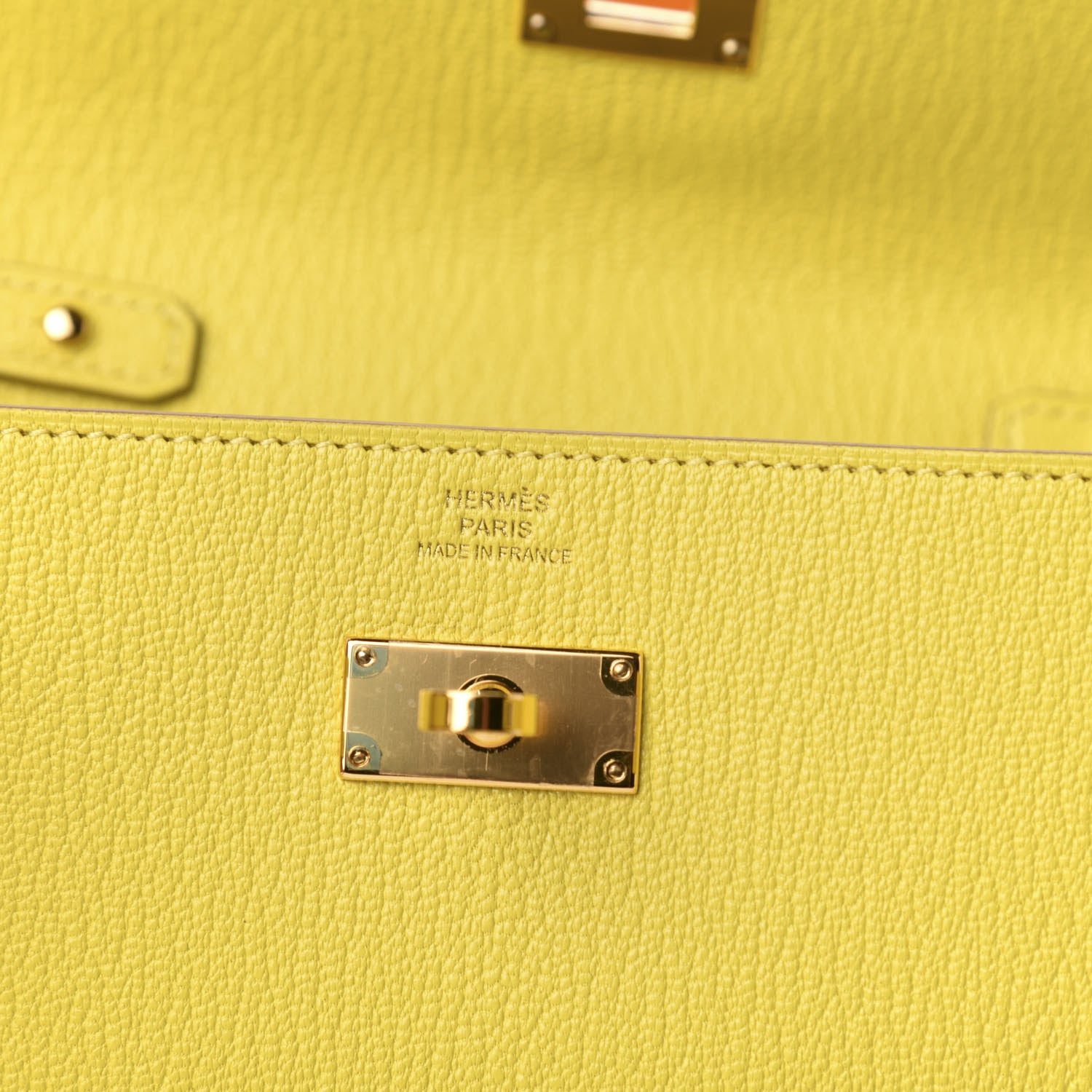 Hermes Chevre Mysore Kelly Wallet To Go Lime 6 of 10
