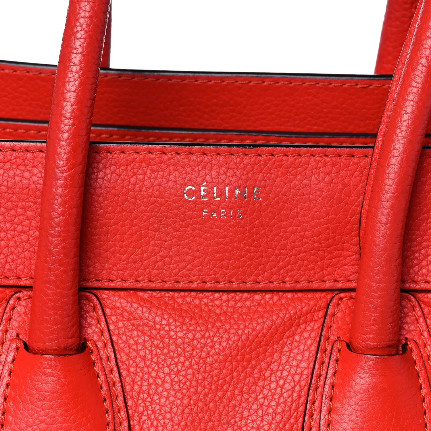 Celine Drummed Calfskin Micro Luggage Coquelicot 9 of 10