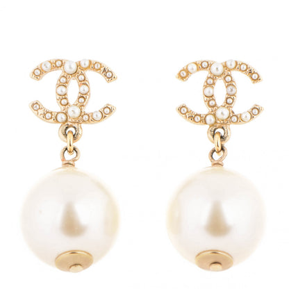 Chanel Pearl CC Drop Earrings Gold 1 of 4