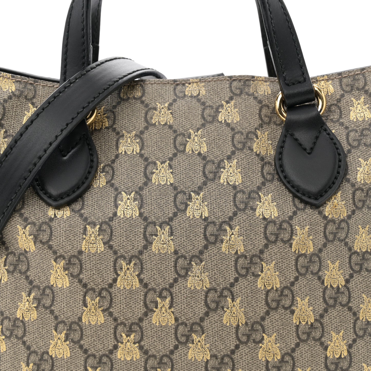 Soft GG Supreme Monogram Bees Small Crossbody Tote Beige Oro Black