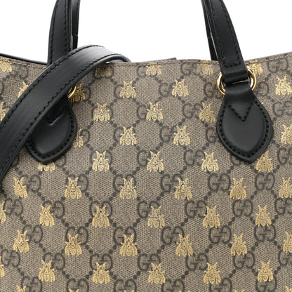 Gucci Soft GG Supreme Monogram Bees Small Crossbody Tote Beige Oro Black 8 of 13