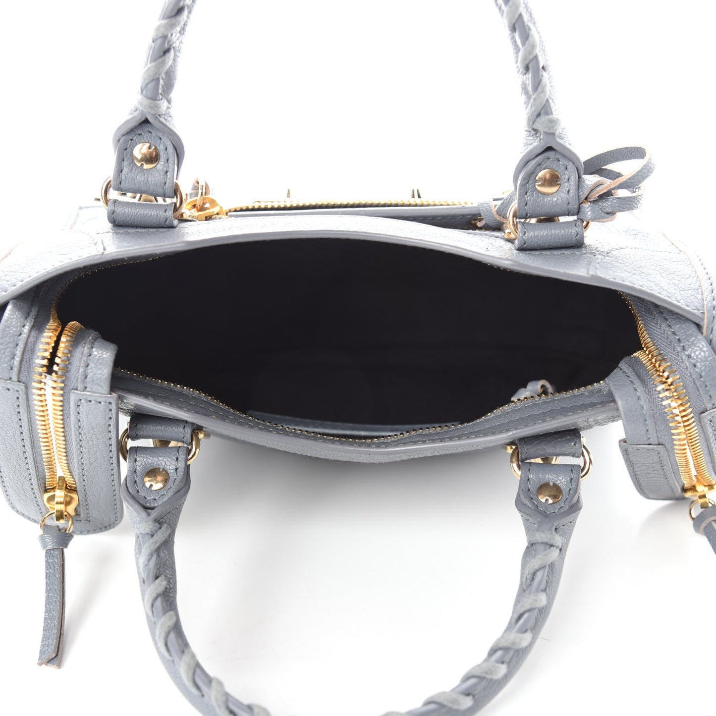 Chevre Gold Metallic Edge Hardware Mini City Bleu Acier