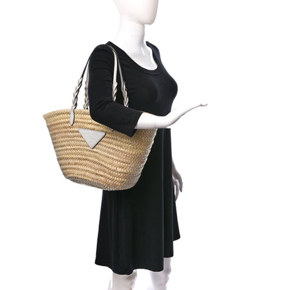 Prada Palmitto Vitello Woven Braided Large Basket Tote Bag Naturale White 2 of 8