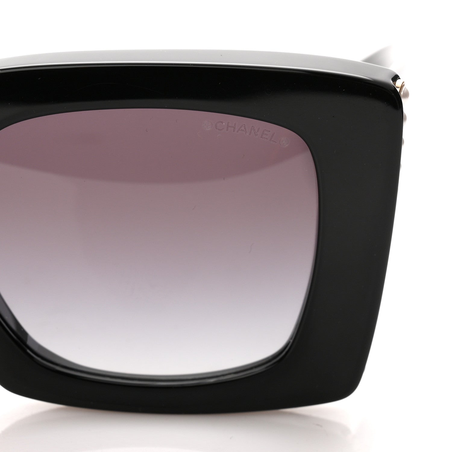 Chanel Acetate Pearl Rectangle Sunglasses 5480-H Black 7 of 8