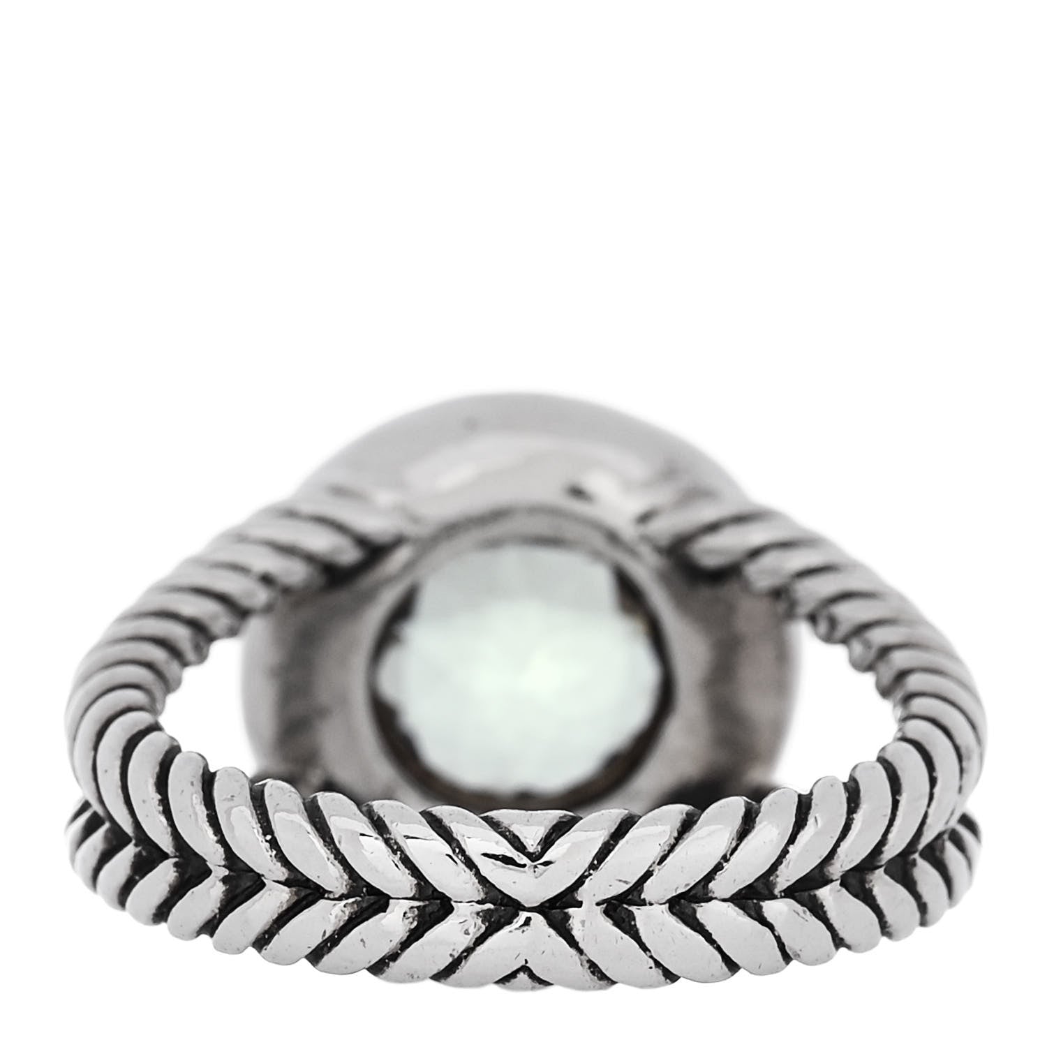 David Yurman Sterling Silver Diamond Prasiolite 8mm Petite Cerise Ring 4 of 5
